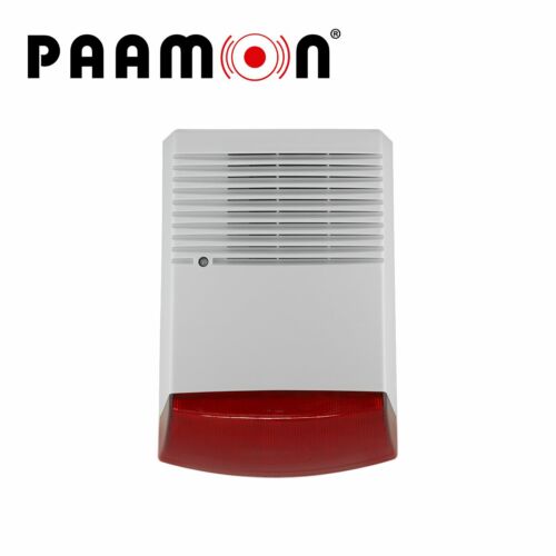 SIRENA ESTROBO EXTERIOR CON BATERIA PM-SRE60RB, CON DOBLE CARCASA UNA EXTERNA PLASTICA Y UNA INTERNA METALICA PARA DOBLE PROTECCION, VOLTAJE DE OPERACION 9-28V DC, SIRENA CON 1 TONO DE 125dB, ESTROBO COLOR ROJO, TASA DE PARPADEO DE 135 VECES POR MINUTO. INCLUYE BATERIA DE 1.3 Ah