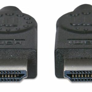 MANHATTAN 308816- Cable HDMI de Alta Velocidad de 1 Metro/ Resolucion 4K@30Hz/ Soporta 3D/ HDMI Macho a Macho/ Soporta Canal de Retorno de Audio (ARC)/ Blindado para Reducir Interferencia/
