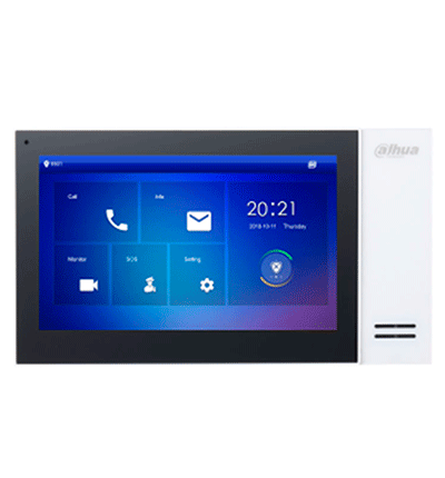 DAHUA KTP01L(S) - Kit de Videoportero IP con Frente de Calle Metalico, Monitor y Switch PoE/ Monitor de 7 Pulgadas Touch/ Ranura SD/ Frente de Calle con Camara de 2 Megapixeles/ Apertura de Puerta/ E&S De Alarmas/ Switch de 5 Puertos y 36 Watts/