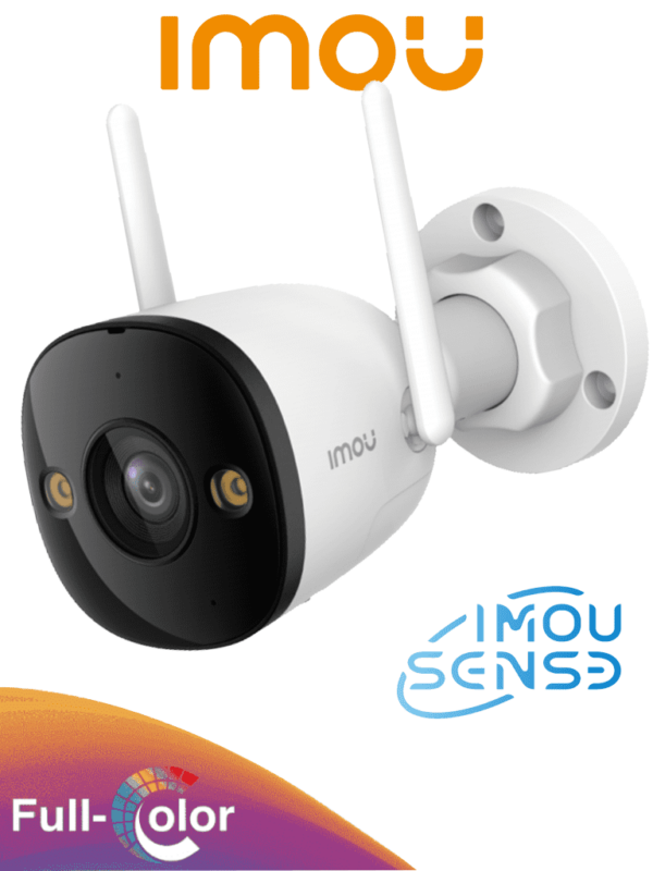 IMOU Bullet 3 3MP - Cámara IP Bullet Wifi de 3 Megapíxeles/ Full Color/ IMOU Sense/ Visión Nocturna Inteligente/ Audio Dos Vías/ Disuasión Activa/ 108 Grados/ 30 Mts de IR/ H.265/ IP67/ Detección de Humanos y vehículos/ Ranura para MicroSD/ #LoNuevo