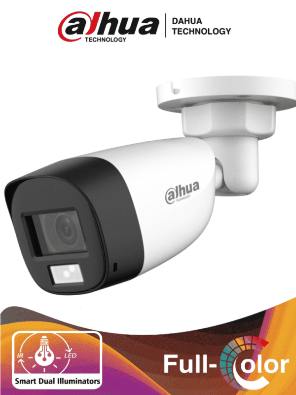 DAHUA HAC-HFW1500CL-IL-A - Camara Bullet de 5 Megapixeles/ Iluminación Dual Inteligente + FullColor/ Lente de 2.8mm/ 106 Grados de Apertura/ 20 Metros de IR y Luz Visible/ Micrófono Integrado/ IP67/ Soporta:  CVI/CVBS/AHD/TVI/ #LoNuevo