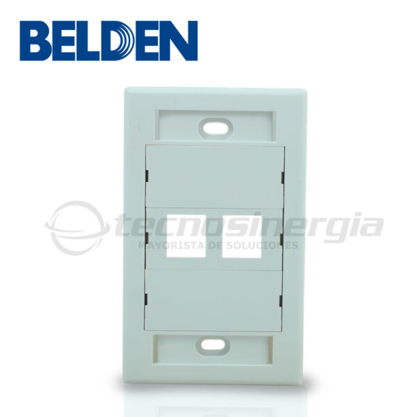 PLACA DE PARED BELDEN AX106619 MEDIAFLEX 2 PUERTOS COMPATIBLE CON JACK KEYCONNECT COLOR BLANCO USO INTERIOR