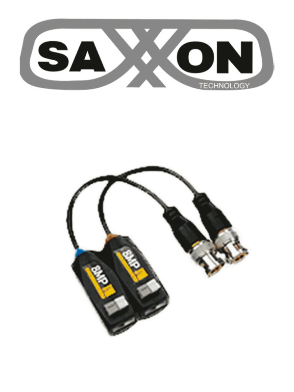 SAXXON SXCF800 - Par de Transceptores Pasivos 4K / Botónes Push /  8MP ( 4K ) / Soporta HD-TVI / AHD / CVI / CVBS / Audio por Coaxitron / Datos para Menu de Configurar de Cámaras