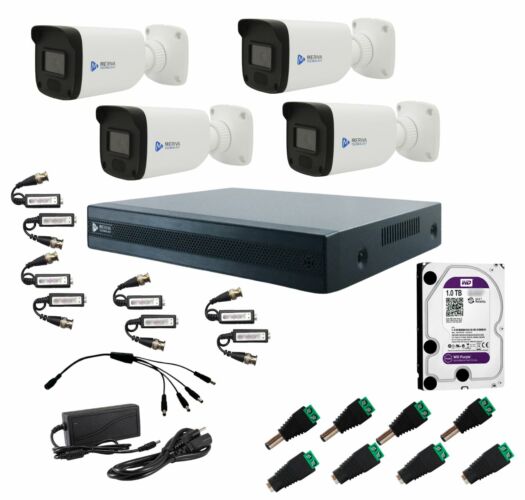 Kit 4 camaras dvr de 4 canales con conectores machos hembras balun disco 1 tb