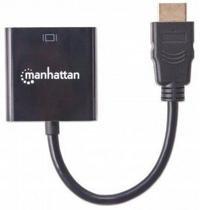 Convertidor  HDMI a VGA - Convertidor  HDMI a VGA MANHATTAN - HDMI, VGA, Micro-USB, Macho/hembra, Negro