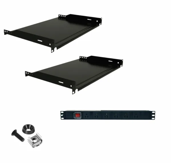 Kit 2 Charolas Para Rack Enson + Pdu De 6 Tomas + Tornillos