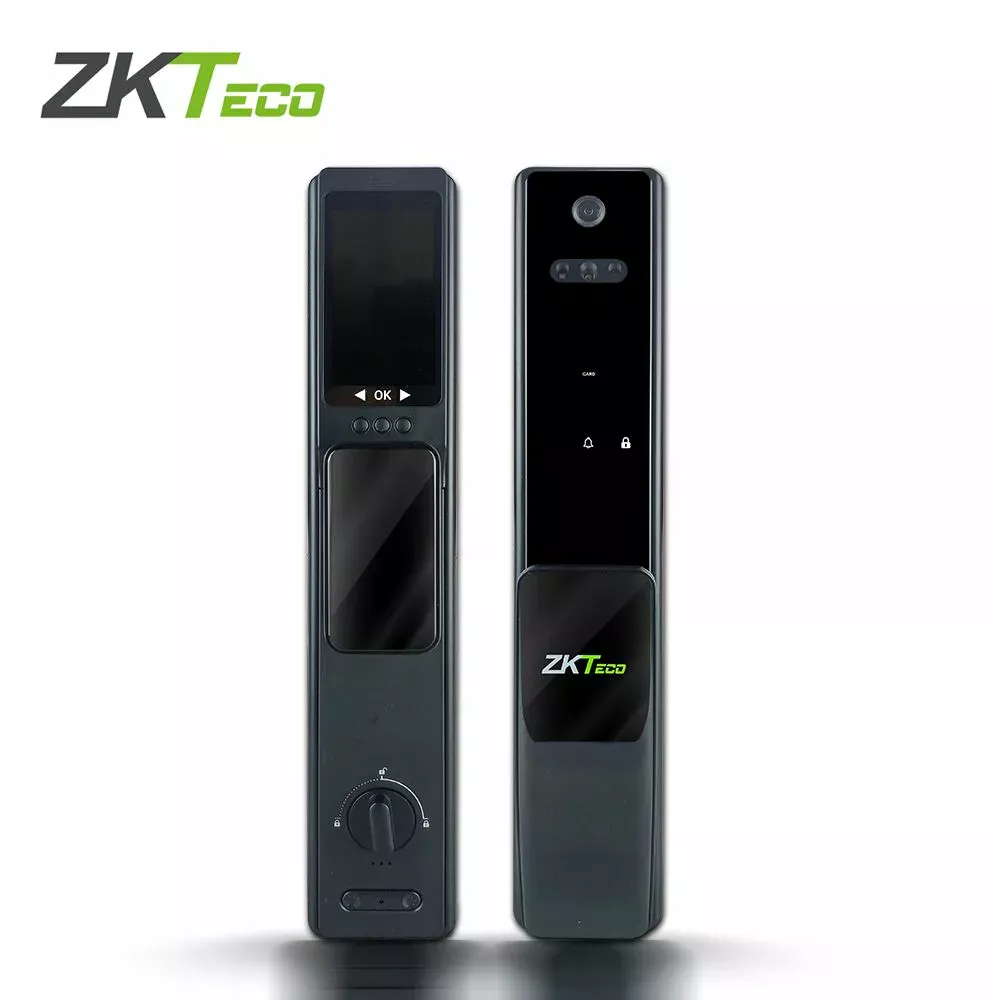 CERRADURA INTELIGENTE HBL400  ZKTECO  CON RECONOCIMIENTO FACIAL MULTI VERIFICACIÓN CON CAPACIDAD DE 50 ROSTROS 100 HUELLAS DIGITALES 50 CONTRASEÑAS CONSTRUIDA EN ALUMINIO USO EN INTERIORES   COMUNICACIÓN  WIFI  CON  APP  ZSMART