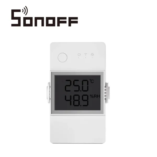 INTERRUPTOR INTELIGENTE CON MONITOREO DE TEMPERATURA Y HUMEDAD SONOFF THR320D CON DISPLAY CONEXIÓN WIFI 2.4GHZ SOPORTA HASTA 20A COMPATIBLE CON ASISTENTES VIRTUALES