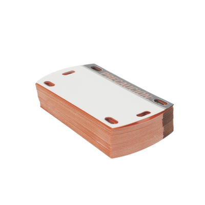 Etiqueta Autolaminada para Identificación de Fibra Optica Paquete de 25 piezas, Para Uso Interior/Exterior, Dimensiones de 90 x 50 mm, Color Negro con Naranja - Image 2