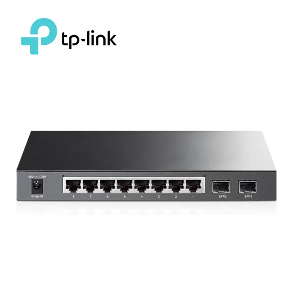 SWITCH ADMINISTRABLE TP-LINK SG2210P (TL-SG2210P) CUENTA CON 8 PUERTOS RJ45 POE AF 10/100/1000 Mbps 2 PUERTOS FIBRA OPTICA SFP (VACÍO) GIGABIT POTENCIA POE TOTAL 53 W APLICACIONES L2/L3/L4 QoS e IGMP SNOOPING PARA OPTIMIZAR VOZ Y VIDEO GESTIÓN CLI WEB