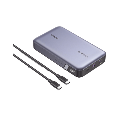Power Bank de 20000mAh | 3 Salidas 100W Max. | USB-A + 2 USB-C | PD 3.0 | QC3.0 | FCP | SCP | Pantalla Inteligente | Carcasa Ignifuga | Color Gris | Incluye Cable USB de 50cm | Carga tu Laptop de Manera Segura. - Image 3