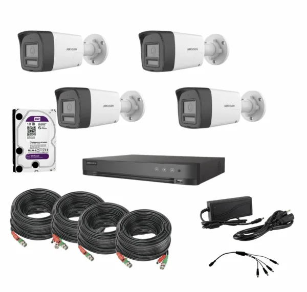 KIT CCTV 4 camaras + DVR 4 Canales TURBOHD + 2 Canales IP + cables +listo instalar + Disco de 1TB Audio de Dos Vías por Coaxitron /