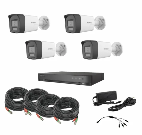 KIT CCTV 4 camaras + DVR 4 Canales TURBOHD + 2 Canales IP + cables +listo instalar  Audio de Dos Vías por Coaxitron /