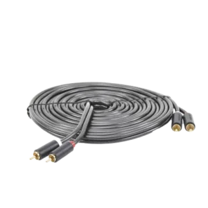 Cable de Audio 2 RCA Macho a 2 RCA Macho / 5 Metros / Color Negro / Alta Calidad / Anillos de goma para asegurar un agarre firme al instalar o quitar el cable