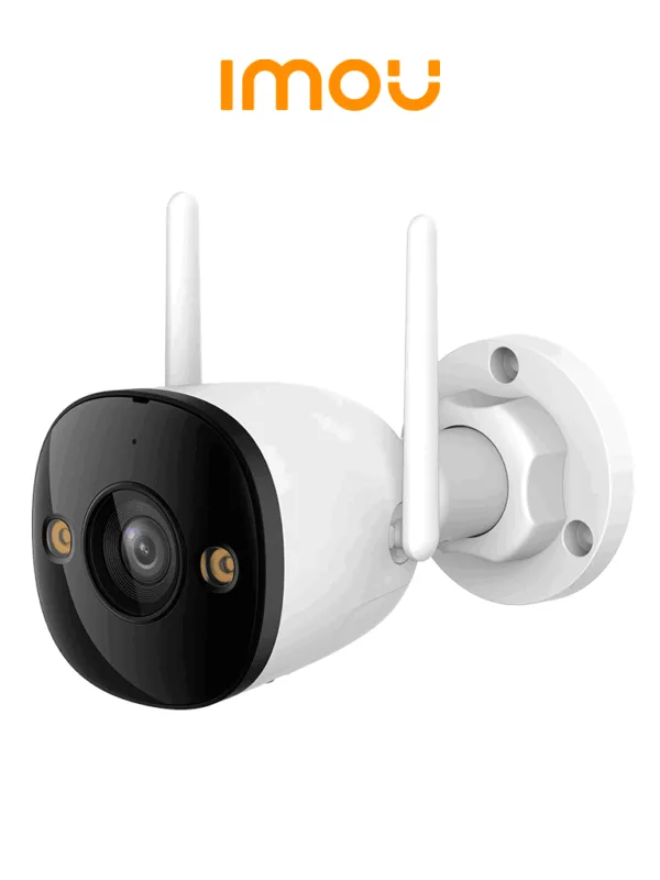 IMOU Bullet 2E 3Mp (IPC-K3DN-3H0WF) - Cámara IP Bullet WiFi de 3MP cuenta con micrófono integrado, 102° de visión, H.265, lente de 2.8mm, detección de humanos, IR 30m, IP67 y ranura MicroSD. #TopIMOU