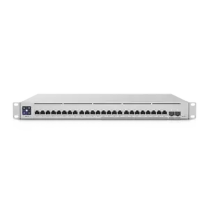 UniFi Switch Empresarial Capa 3 de 24 puertos PoE 802.3af/at (12 puertos 2.5G y 12 puertos 1G) + 2 puertos 1/10G SFP+, 400W, pantalla informativa