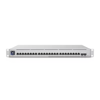 UniFi Switch Empresarial Capa 3 de 24 puertos PoE 802.3af/at (12 puertos 2.5G y 12 puertos 1G) + 2 puertos 1/10G SFP+, 400W, pantalla informativa