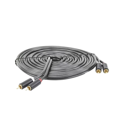 Cable de Audio 2 RCA Macho a 2 RCA Macho / 5 Metros / Color Negro / Alta Calidad / Anillos de goma para asegurar un agarre firme al instalar o quitar el cable