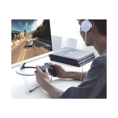 Cable Adaptador/Divisor de Audio de 3.5mm Macho a 2 Terminales de 3.5mm Hembra / 25 cm de Longitud / Cable TPE / Color Negro