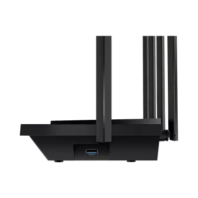 Router WiFi 6 Doble Banda / AX5400 MU-MIMO 4X4 y OFDMA / 1 puerto WAN 10/100/1000 Mbps / 4 puertos LAN 10/100/1000 Mbps / 1 puerto USB 3.0 /  6 potentes antenas / Administración App (Tether) o Página web / Protección HomeShield