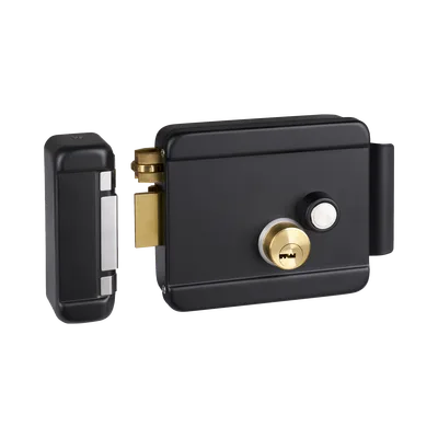 Cerradura Eléctrica con Botón de Salida / Incluye Llave  / Exterior / Izquierda / Color Negro