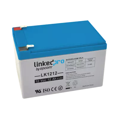 Batería 12 Vcc / 12 Ah / UL / Tecnología AGM-VRLA / Para uso en equipo electrónico, Alarmas de Intrusión / Incendio/ Control de acceso / Video Vigilancia / Terminales F1 y F2.