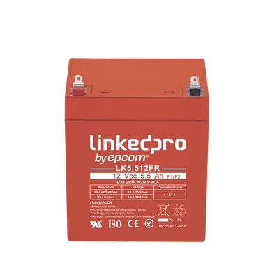 Batería 12 Vcc / 5.5 Ah / UL / Tecnología AGM-VRLA / Retardante a la Flama / Para uso en equipo electrónico, Alarmas de Intrusión / Incendio/ Control de acceso / Video Vigilancia / Terminales F1 y F2.