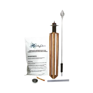 Punta Pararrayos para 80 m de Diámetro de Protección con Electrodo y Mejorador de Terreno.