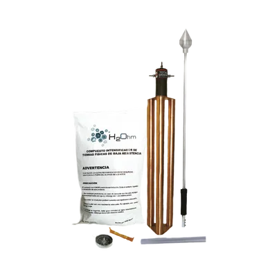 Punta Pararrayos para 80 m de Diámetro de Protección con Electrodo y Mejorador de Terreno.