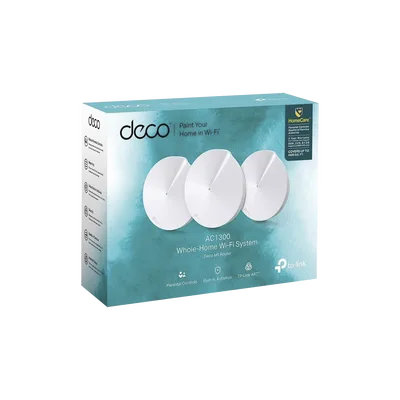 Kit 3 Routers Inalámbricos MESH Interior para Hogar / Doble Banda Wi-Fi 5 AC1300 Mbps / 2 Puerto Gigabit WAN/LAN / 4 Antenas Internas / Administración Mediante la App Deco (iOS, Android) / Protección HomeCare