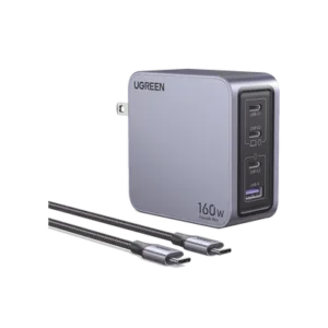 Cargador de 160W serie Nexode Pro | 4 Puertos de Carga Rápida | 3 USB-C | 1 USB-A | Tecnología GaNInfinity | PD3.1 de 140W / QC4.0 | Tecnología de Protección Térmica | Optimiza la Carga | Caja de Aluminio | Incluye Cable