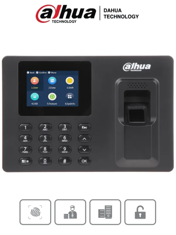 DAHUA DHI-ASA1222E - Control de Asistencia de Huella y Password/ Pantalla de 2.4 Pulgadas/ 1000 Usuarios/ 2000 Huellas/ 1000 Passwords/ 100,000 Registros/ Puerto USB para Reportes, Importar y Exportar/ Horarios por Usuario o Departamento/