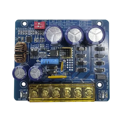 6 o 12 o 24 Vcc @ 4 A / Fuente tipo tarjeta/ 1 salida / requiere transformador de entrada / capacidad de baterías / baterías no incluidas.