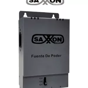 SAXXON ENERGIA PSU1205A - Fuente de poder Regulable Metálica/ Conexión de Hasta 4 Canales/ Voltaje de Ajuste 12V 13V o 15V cc/ Salida de Hasta 5 Amp en los 4 Canales/ Instalación en Pared