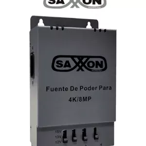 SAXXON ENERGIA PSU1205A-4K - Fuente de poder Regulable Metálica/ Conexión de Hasta 4 Canales/ Voltaje de Ajuste 12V 13V o 15V cc/ Salida de Hasta 5 Amp en los 4 Canales/ Instalación en Pared