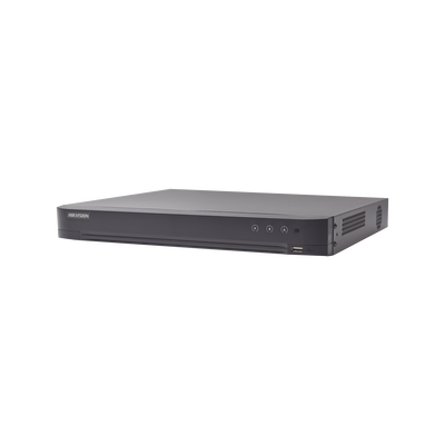 DVR 8 Canales TURBOHD + 8 Canales IP / 8 Megapixel (4K) / Audio de dos vías por Coaxitron / ACUSENSE / Reconocimiento Facial / 1 Bahía de Disco Duro / Salida de Video en 4K / H.265+