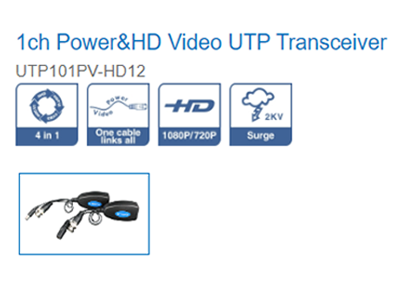 UTEPO UTP101PVHD12 - Par de transceptores 4K para video y energía, con entradas RJ45, 4K hasta 150m con CVI, 4MP y 2MP hasta 250m - Image 4