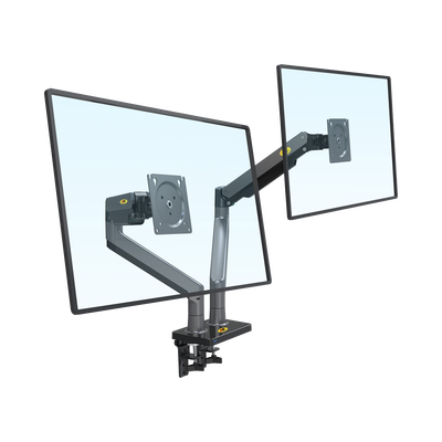 Montaje de Escritorio articulado para 2 monitores de 22"-32" / Soporta hasta 15 kg x brazo / Vesa 75 x 75 / 100 x 100 / Acero / Giro: 360°
