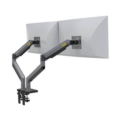 Montaje de Escritorio articulado para 2 monitores de 22"-32" / Soporta hasta 15 kg x brazo / Vesa 75 x 75 / 100 x 100 / Acero / Giro: 360° - Image 4