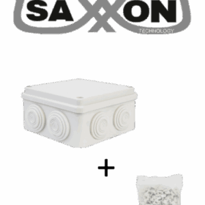 SAXXON SWD015LMG5MMC - Paquete de Caja de Conexiones 8 Entradas 150x150x70mm con Bolsa de Grapas Cuadradas de Pared de 6mm de alto Color Blanco 50 piezas