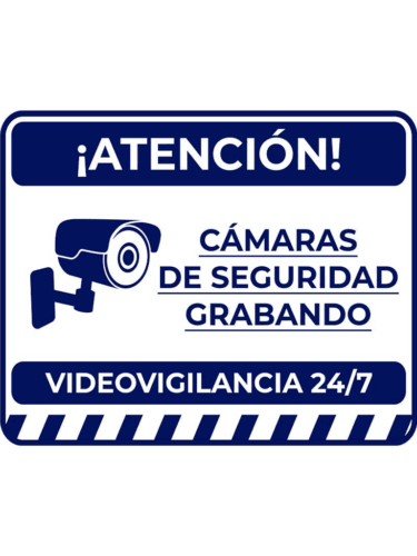 SAXXON - Letrero de video vigilancia 24/7 , Medida 17 x 21.8 cm , Estireno Calibre 30 10 piezas