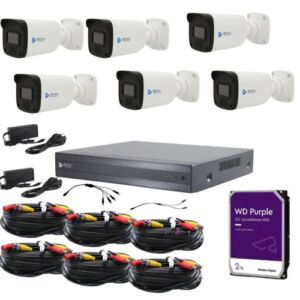 Kit 2mp 6 Camaras Bala + 1 Dvr 8ch Audio + Disco 2tb
