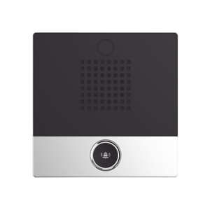 Mini Intercomunicador para hotelería y hospitales, con diseño elegante, PoE, 1 botón, 1 relevador integrado de salida y entrada.