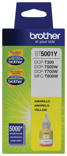 Tóner - Botella de tinta Brother BT5001Y amarillo - rendimiento aproximado 5, 000 páginas, compatible con DCPT220, DCPT520DW, DCPT720DW, MFCT920DW