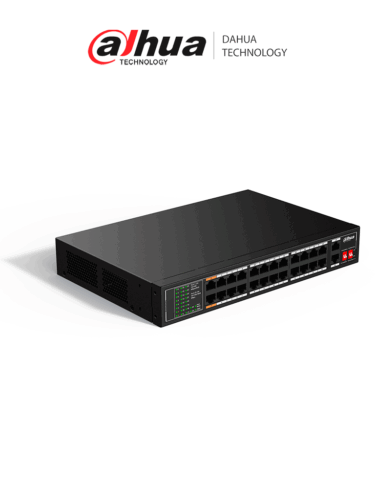 DAHUA DH-SF1026LP - Switch PoE Fast Ethernet de 26 Puertos/ Hasta 190 Watts Totales/ 24 Puertos PoE 10/100/ 2 Puertos Uplink 10/100/1000/ Switching 8.8 Gbps/ Standares: IEEE802.3af; IEEE802.3at; Hi-PoE/ PoE Hasta 250 Metros/ #LoNuevo #MCI1Q125  #SWDA