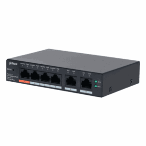 DAHUA DH-CS4006-4ET2ET-60 - Switch PoE de 6 Puertos Administrable con 4 PoE (10/100 Mbps) y 2 uplink (10/100/1000 Mbps). Total de 65 W PoE, administración en la nube con DoLynk Care, carcasa metálica robusta, ideal para redes IP.#LoNuevo