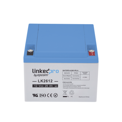Batería 12 Vcc / 26 Ah / UL / Tecnología AGM-VRLA / Vida útil promedio de 5 años /Para uso en equipo electrónico, Alarmas de Intrusión / Incendio/ Control de acceso / Video Vigilancia / Terminales M5 . - Image 2