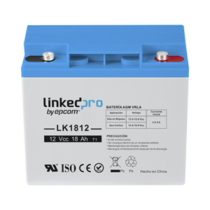 Batería 12 Vcc / 18 Ah / UL / Tecnología AGM-VRLA / Vida útil promedio de 5 años / Para uso en equipo electrónico, Alarmas de Intrusión / Incendio/ Control de acceso / Video Vigilancia / Terminales T1 .