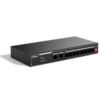 DAHUA SF1010LP - Switch PoE de 10 Puertos Fast Ethernet/ 8 Puertos PoE 10/100 / 65 Watts Totales / 2 Puertos Uplink RJ-45/ PoE watchdog/ Hasta 250 metros/ Switching 12 Gbps/ Protección Contra Descargas - Image 2