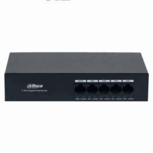 DAHUA DH-PFS3005-4GT-36 - Switch con 4 puertos Gigabit PoE y 1 puerto Uplink RJ45 10/100/1000 Mbps. Ofrece protección contra descargas eléctricas, ideal para alimentar dispositivos IP. Incluye fuente de Poder. #Anivdahua2 #SWDA